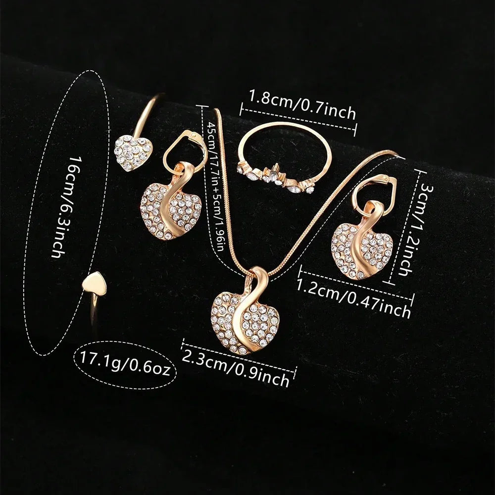 Rhinestone fashion watch women's quartz watch gold luxury women's Ring necklace Earrings Casual women's watch jewelry set