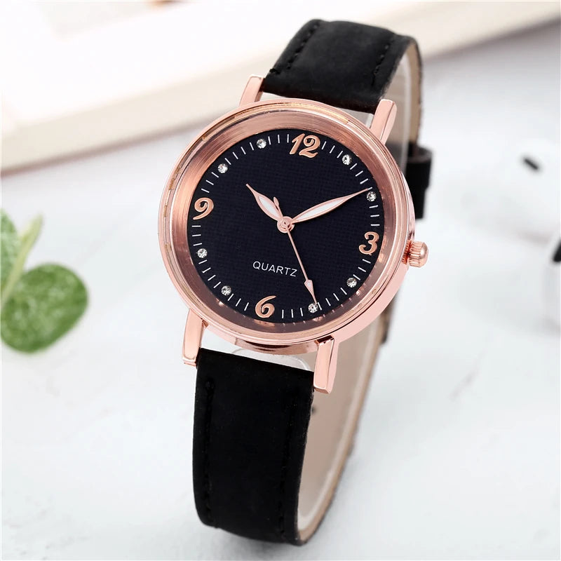 Fashion Arabic Dial Women's Watch Casual Leather Band Analog Quartz Watches